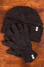 Bundle #12 - Black Melange Ragg Wool beanies with Full Glove with black Deerskin