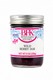 Jar of BFK Wild Berry Jam on a white background