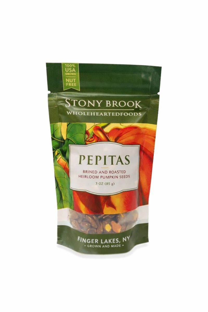 Bag of Stony Brook Pepitas on a white background