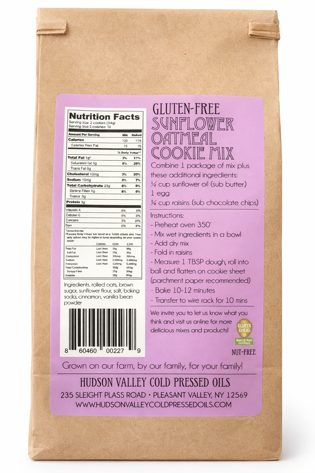 Hudson Valley Cold-Pressed Oils - Gluten Free Oatmeal Cookie Mix