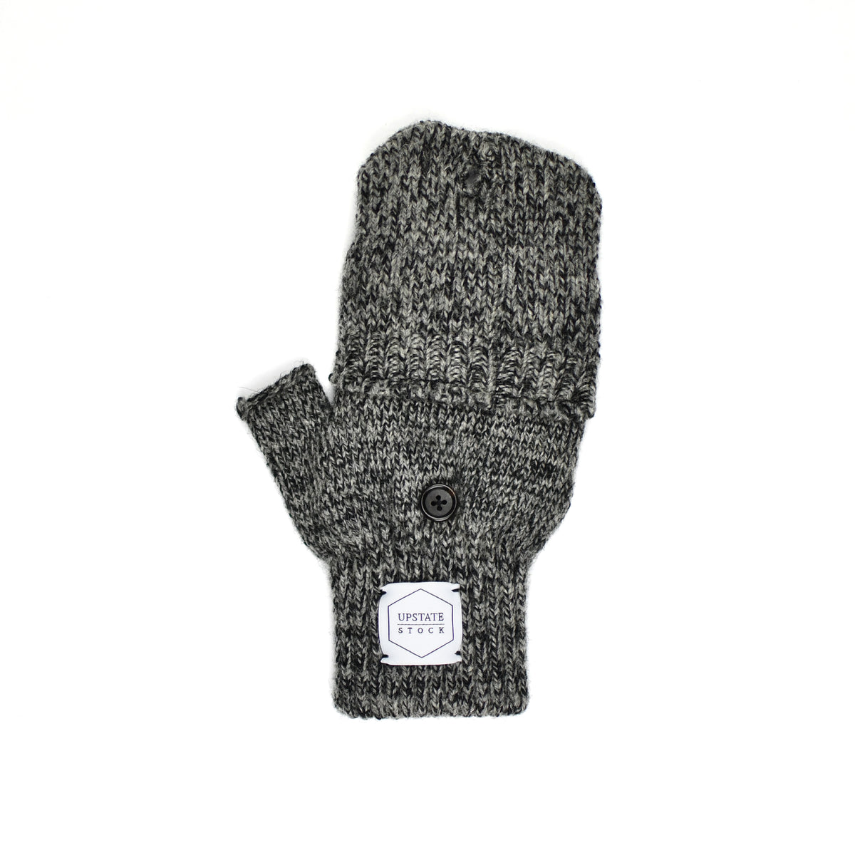 Charcoal Melange Convertible Fingerless 'Glomitt' with Natural Deerskin